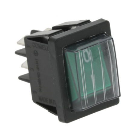 INTERRUTTORE BIPOLARE VERDE 30x22 MM. C/PROTEZIONE - 3896