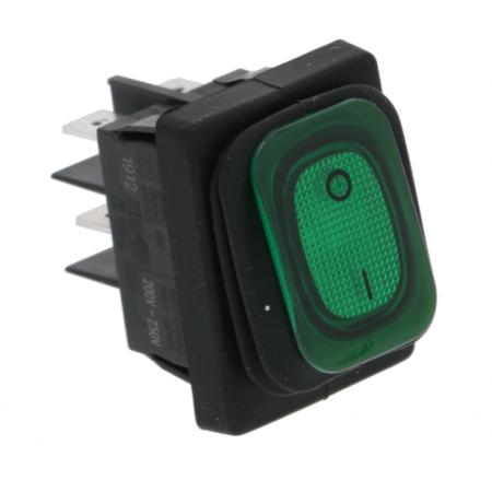 INTERRUTTORE BIPOLARE 1-0 VERDE C/SOFFIETTO / GREEN BIPOLAR SWITCH 1-0 WITH RUBBER COLLAR - 13851