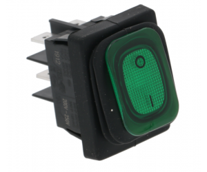 INTERRUTTORE BIPOLARE 1-0 VERDE C/SOFFIETTO / GREEN BIPOLAR SWITCH 1-0 WITH RUBBER COLLAR - 13851